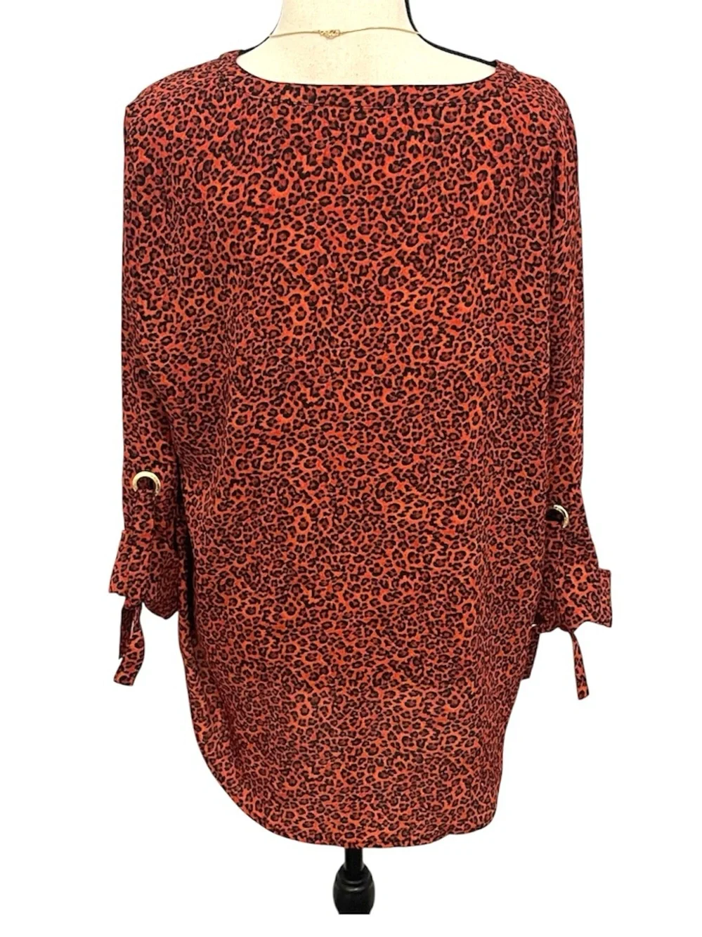Michael Kors | Orange Rust Roll Tab Sleeve Blouse Top Sz L